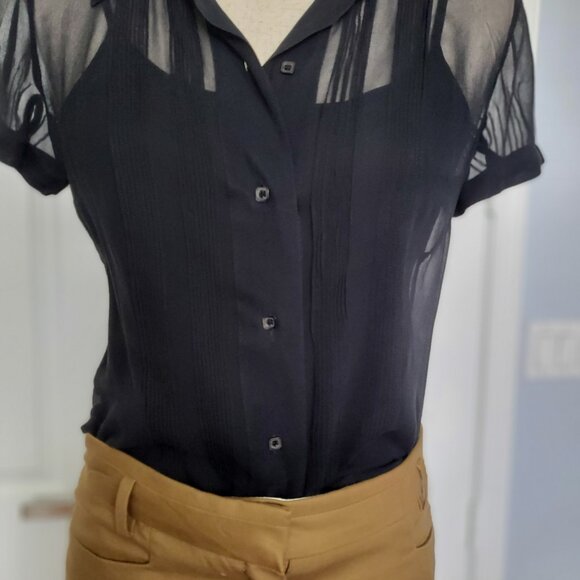 ALFANI - Sheer Button Down Top with Cami Small - Picture 11 of 16